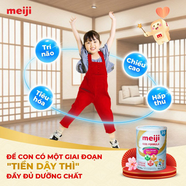 Sữa Meiji Kids Formula cho trẻ 3-10 tuổi nhập khẩu lon 900g