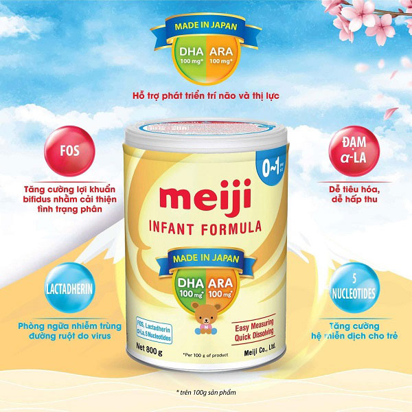 Sữa Meiji Infant Formula 800g nhập khẩu cho trẻ 0-1 tuổi