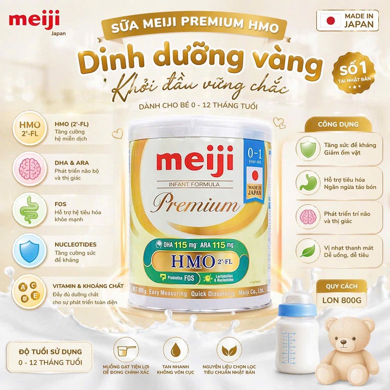 Sữa Meiji Premium Nhật Bản lon 800g cho trẻ 1-3 tuổi