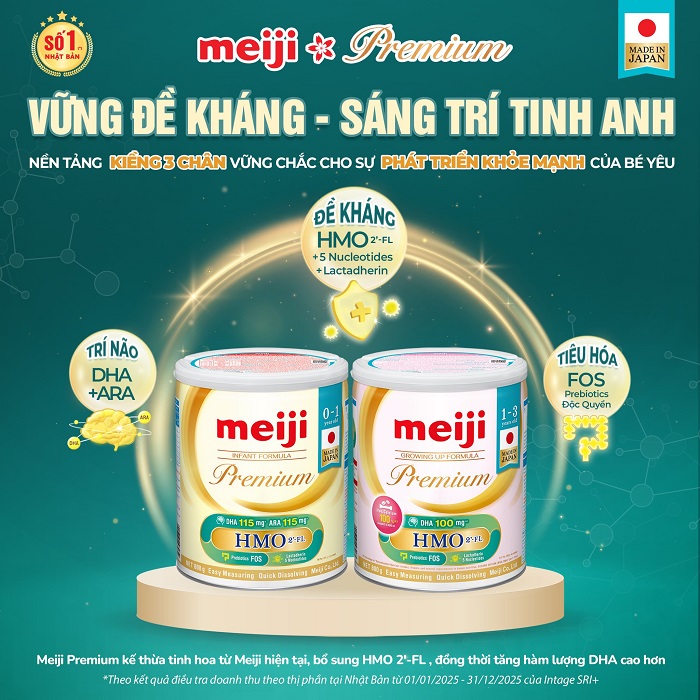 Sữa Meiji Premium Nhật Bản lon 800g cho trẻ 1-3 tuổi