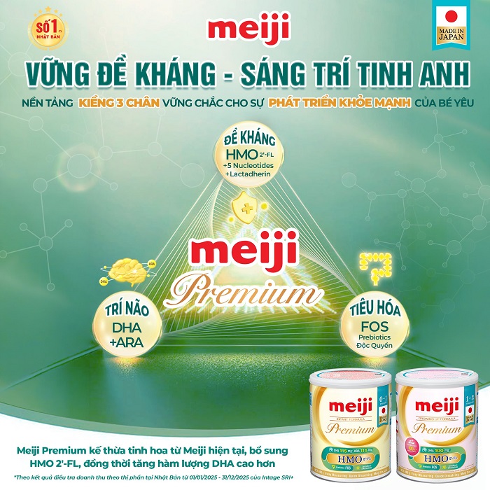 Sữa Meiji Premium Nhật Bản lon 800g cho trẻ 0-1 tuổi
