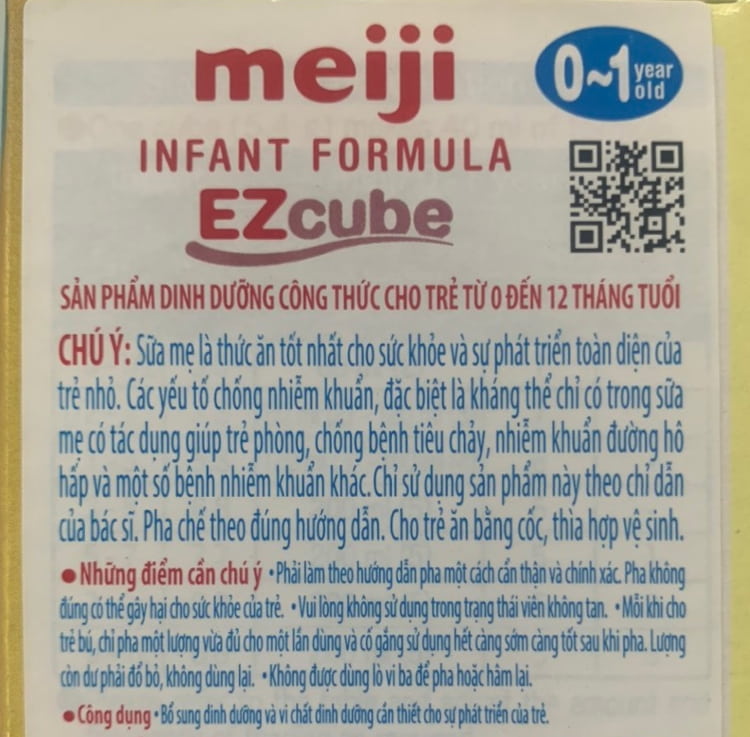 Sữa Meiji Infant Formula dạng thanh nhập khẩu cho trẻ 0-1 tuổi