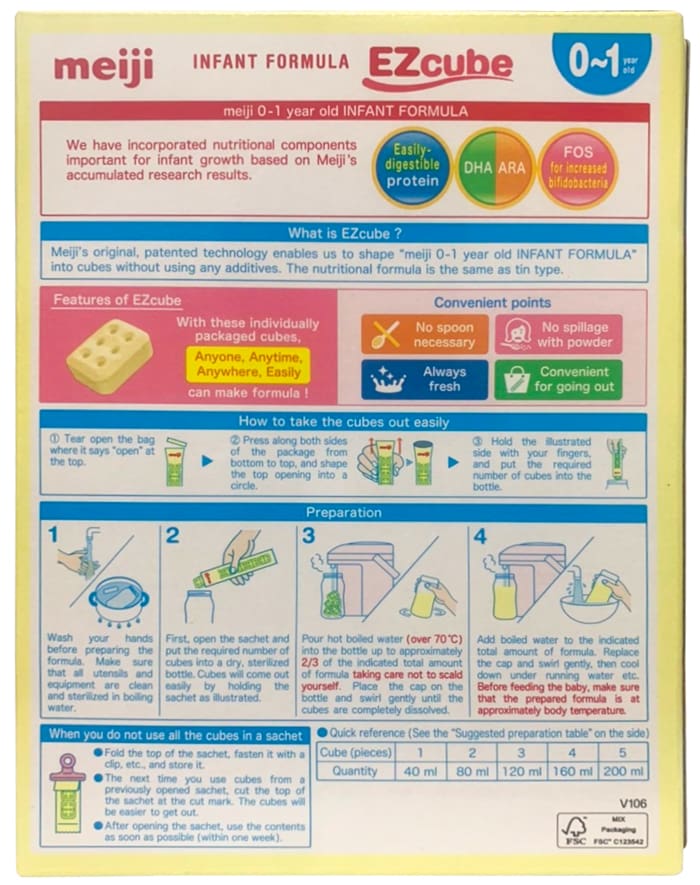 Sữa Meiji Infant Formula dạng thanh nhập khẩu cho trẻ 0-1 tuổi